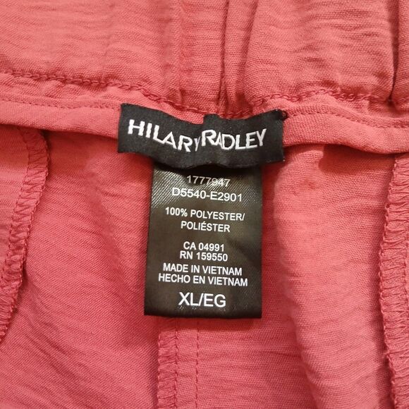 Hilary Radley Women's Crepe Pull-On Pants Size XL Coral Pink Wide Leg - Picture 3 of 10